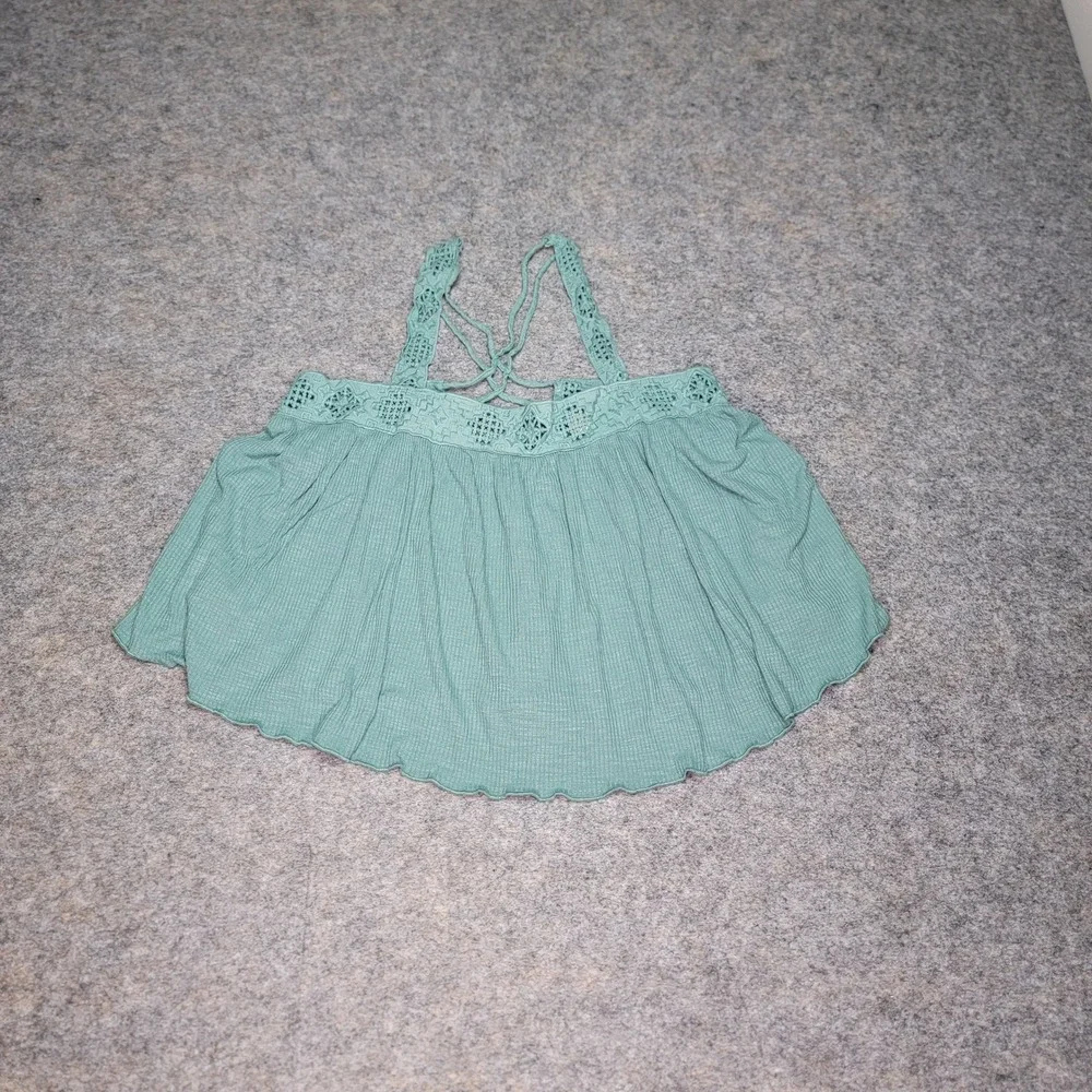 Lucky Brand XS Green‎ Crochet Trim Tank Top Sleeveless Casual Cute